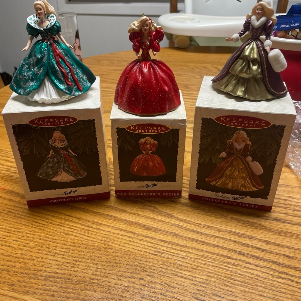 Hallmark Barbie Holiday Ornaments - Green, Red, Purple